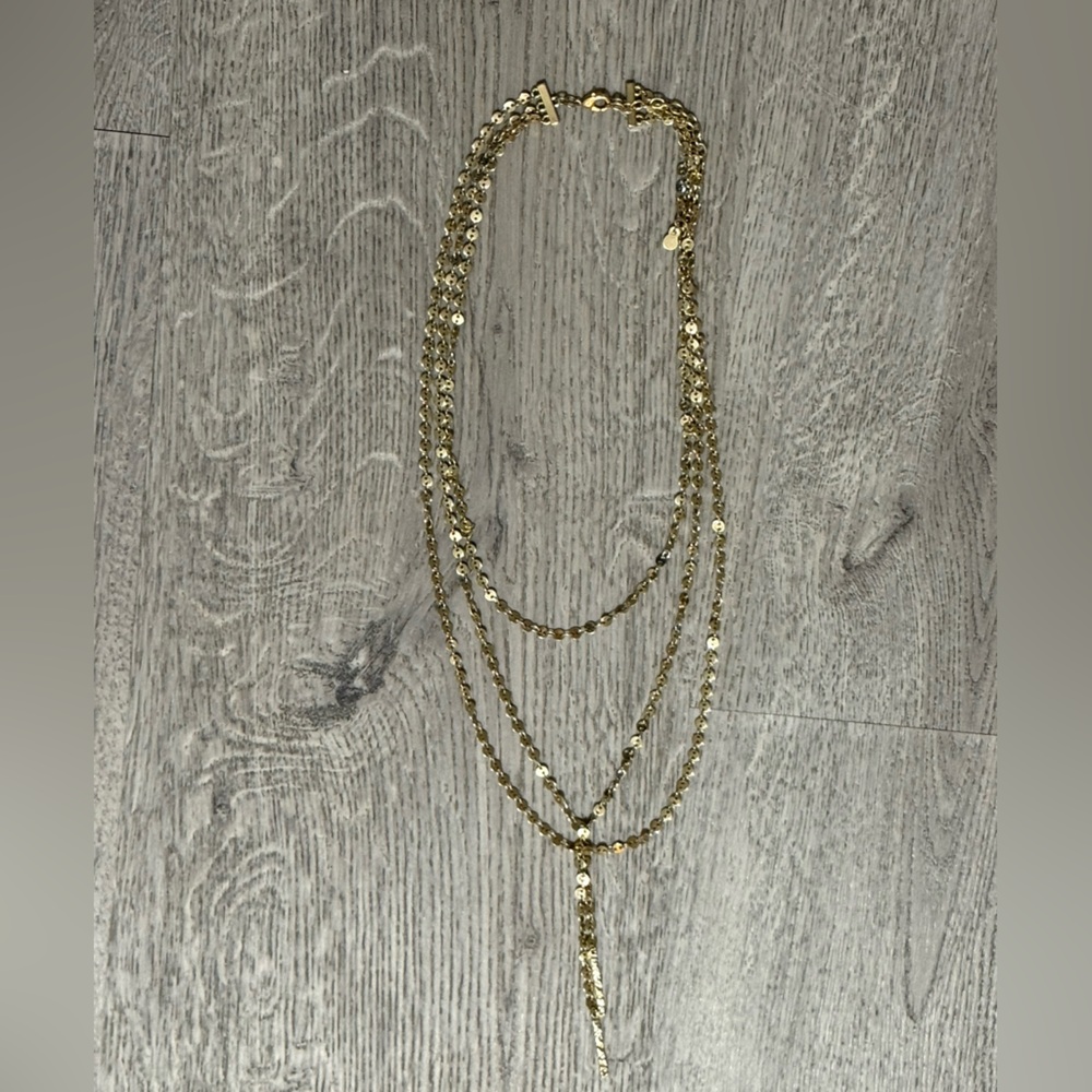 BaubleBar Three-Strand Gold Tone Lariat Y-Chain